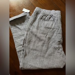 NWT OLD NAVY linen blend striped tapers casual pants